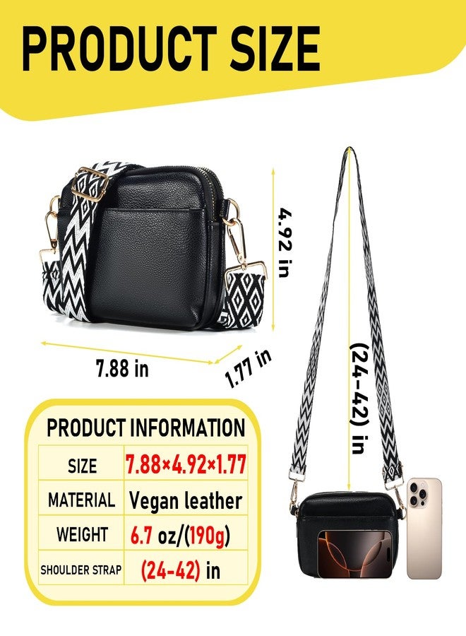 Cizenal Small Crossbody Bags for Women Vegan Leather Adjustable Strap Shoulder Handbag, Multi-Pocket Purse (Black) - Image 3